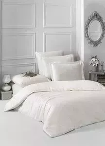 Комплект постельного белья Karna Евро, сатин, однотонный Loft екрю (2986/CHAR003)