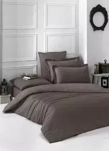 Комплект постельного белья Karna 1,5 сп, сатин, однотонный Loft коричневый (2985/CHAR004)