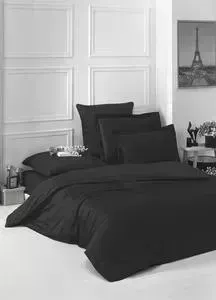 Комплект постельного белья Karna 1,5 сп, сатин, однотонный Loft черный (2985/CHAR008)