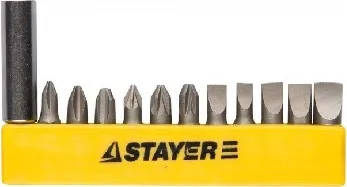 Фото №4 Набор бит STAYER Master с магнитным держателем 12 предметов (2609-H12_z01)
