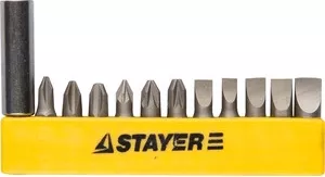Фото №3 Набор бит STAYER Master с магнитным держателем 12 предметов (2609-H12_z01)