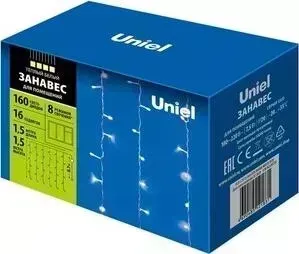 Фото №1 Гирлянда UNIEL Светодиодная (UL-00005269) занавес 220V теплый белый ULD-C1515-160/DTA Warm White IP20