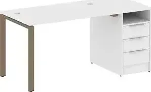 Стол RIVA с тумбой Metal System на П-образном металлокаркасе БП.РС-СТП-1.2 белый/мокко металл 161,2x72x75