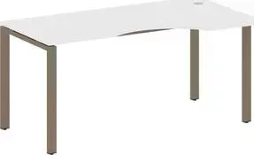 Стол RIVA криво Metal System правый на П-образном металлокаркасе БП.СА-1 (R) белый/мокко металл 160x90x75