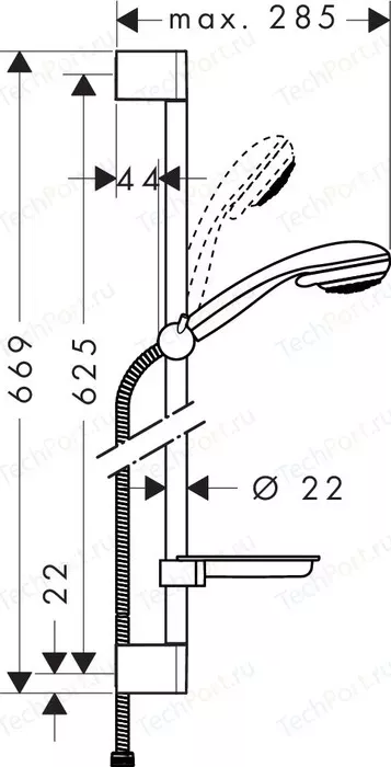 Фото №2 Душевой гарнитур Hansgrohe Crometta 85 Vario 65 см 2 режима, с мыльницей (27764000)