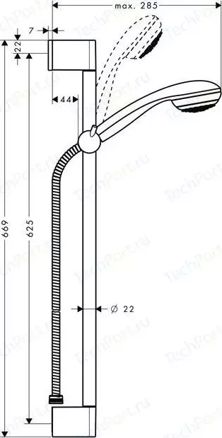 Фото №1 Душевой гарнитур Hansgrohe Crometta 85 Mono Green 65 см (27652000)